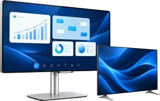 Pantalla interactiva y televisor